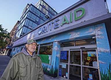Shopper Raul Irizarry standing outside Rite Aid at 81 1st Ave.