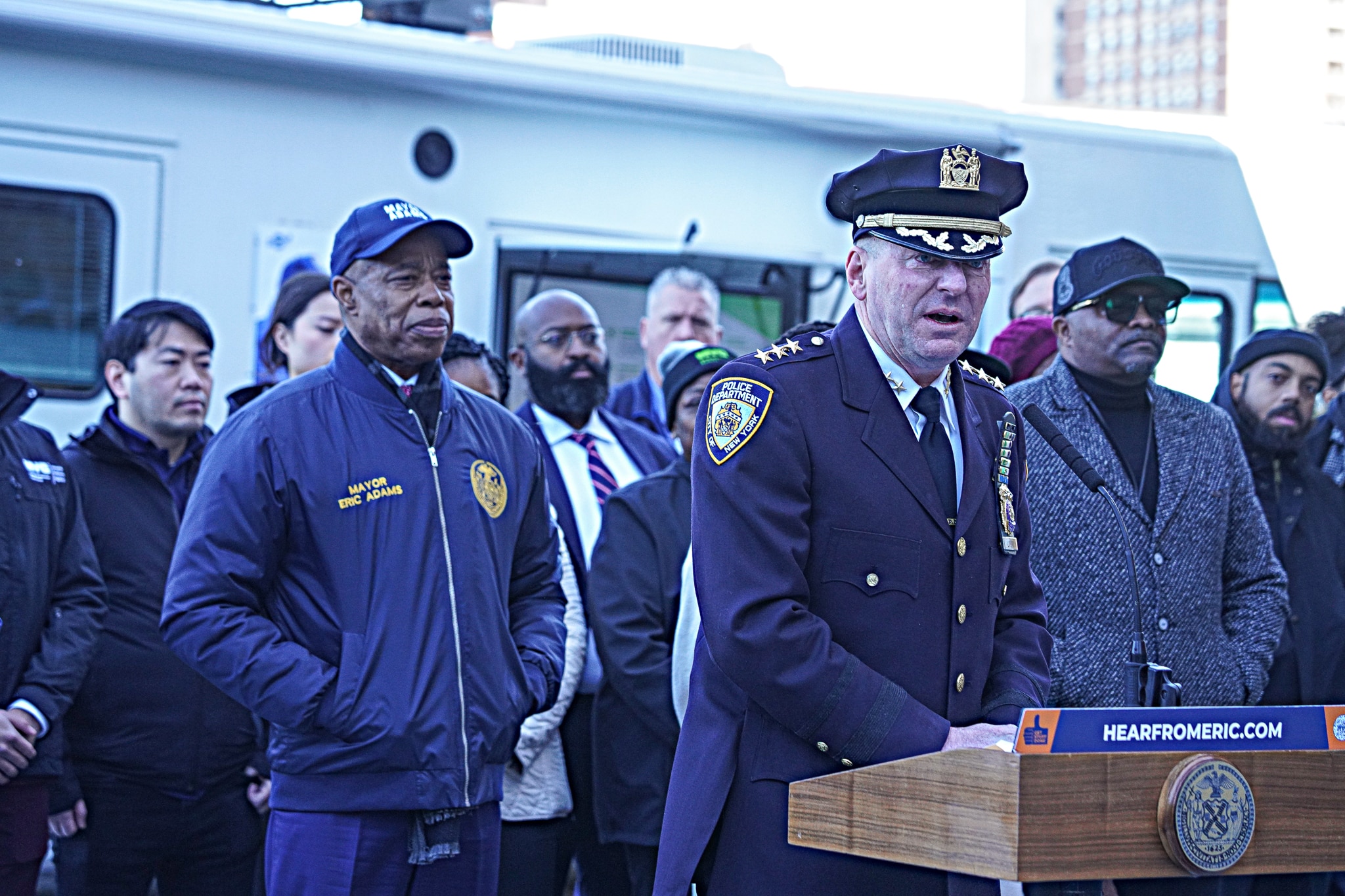 Mayor Eric Adams and NYPD officials tout crime reduction success, launch new initiative to support at-risk residents 6 NYPD Chief of Crime Control Strategies Micheal Lipetri