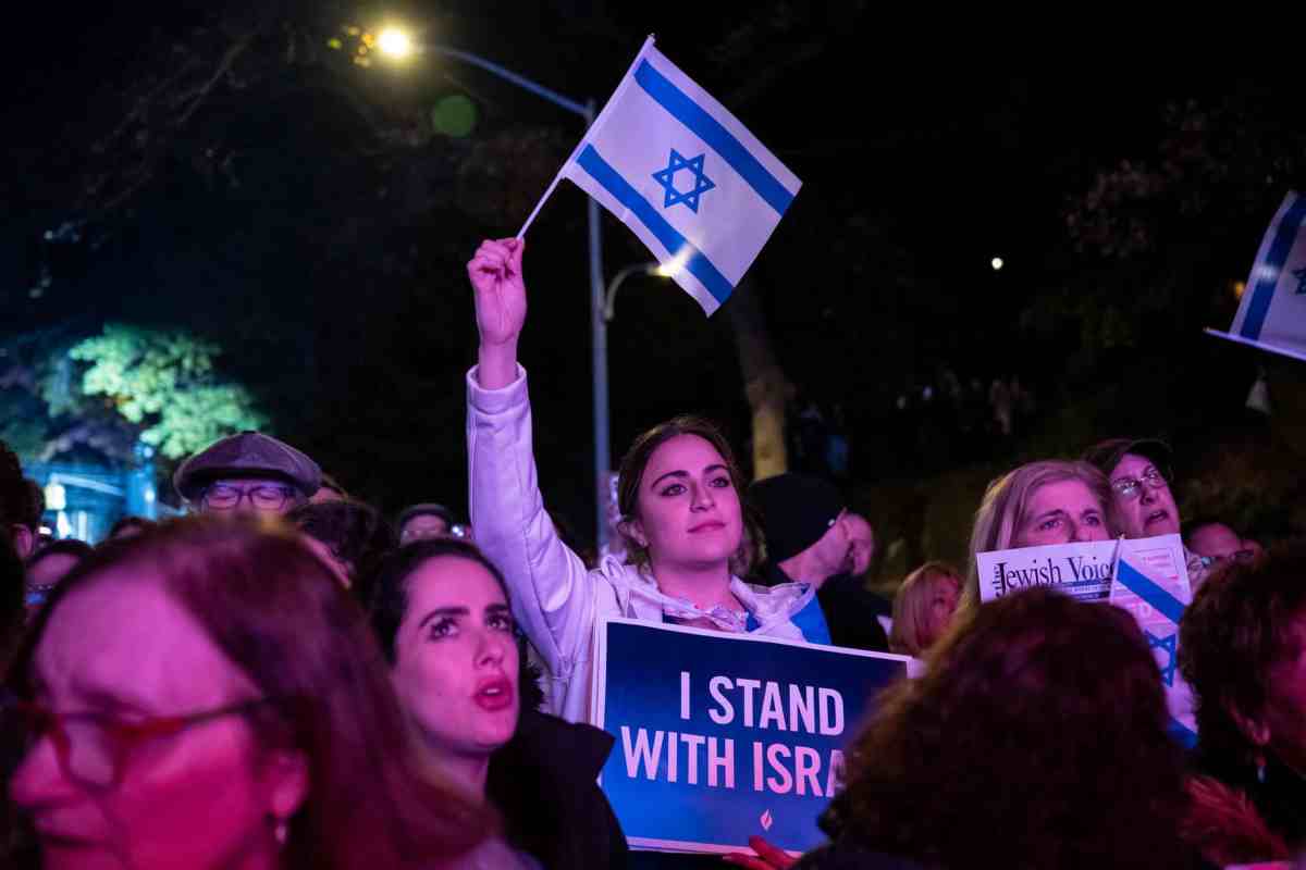 Jewish New Yorkers and allies attend the rally on Central Park West on Nov. 6, 2023.