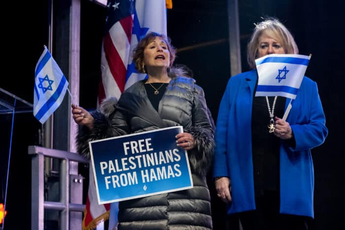 Jewish New Yorkers and allies attend the the rally on Central Park West on Nov. 6, 2023