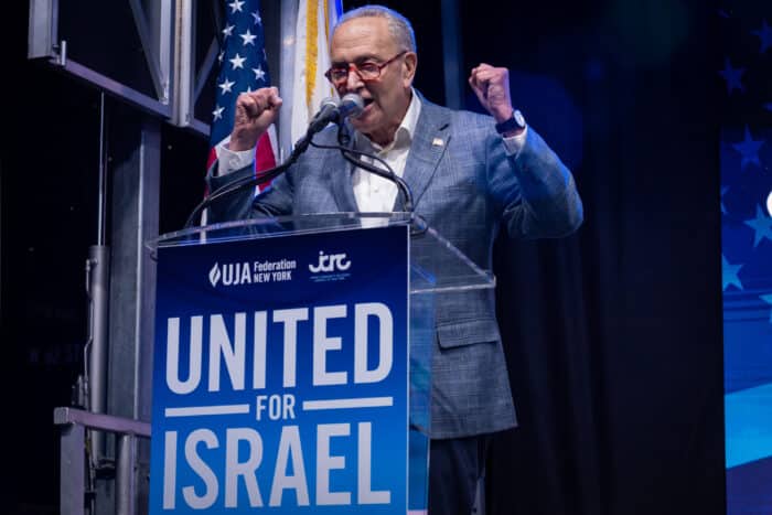 Senator Charles Schumer speaks at rally on Nov. 6, 2023