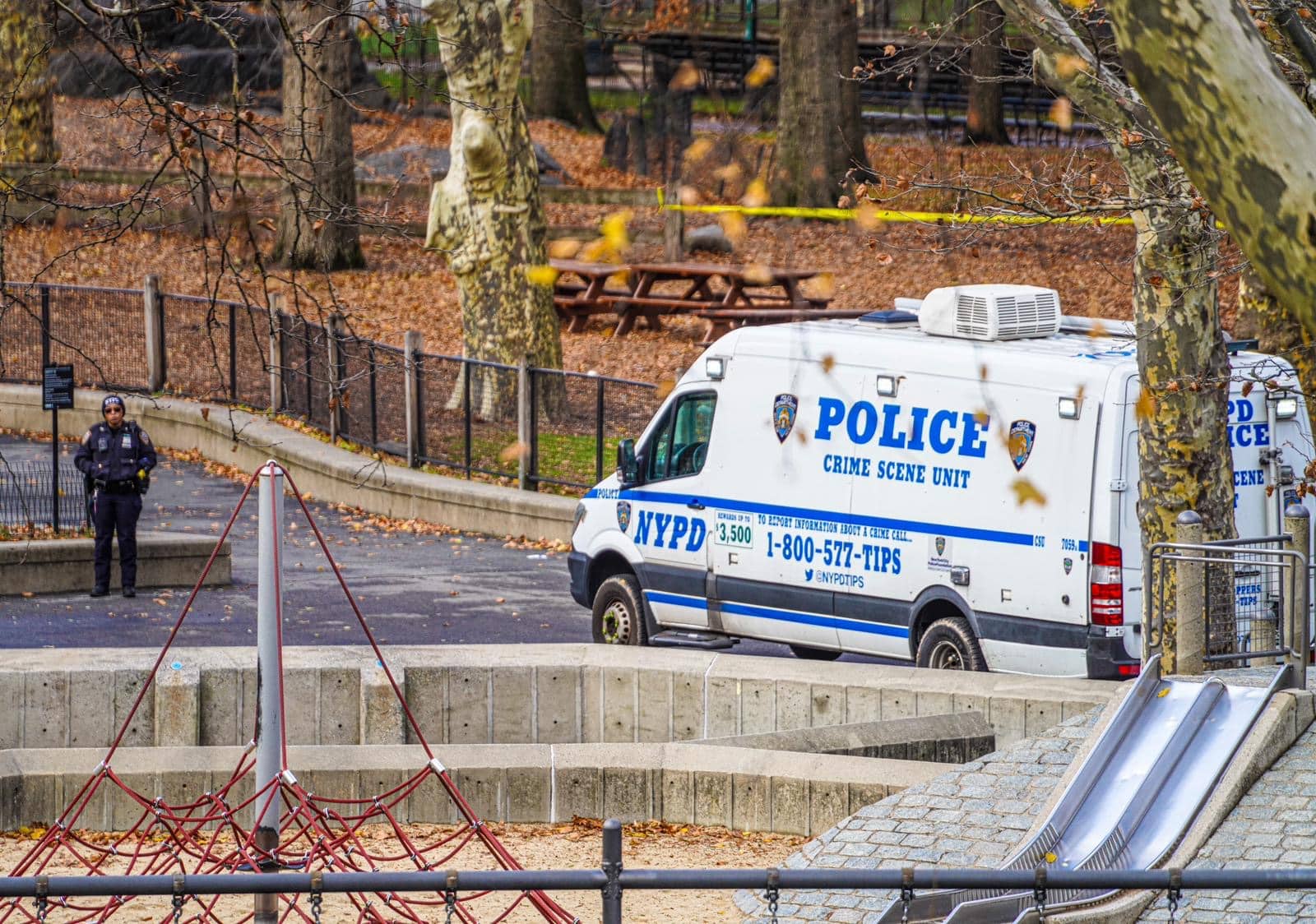 Dead man's body in Central Park playground sparks massive investigation 6 Police investigate the crime scene