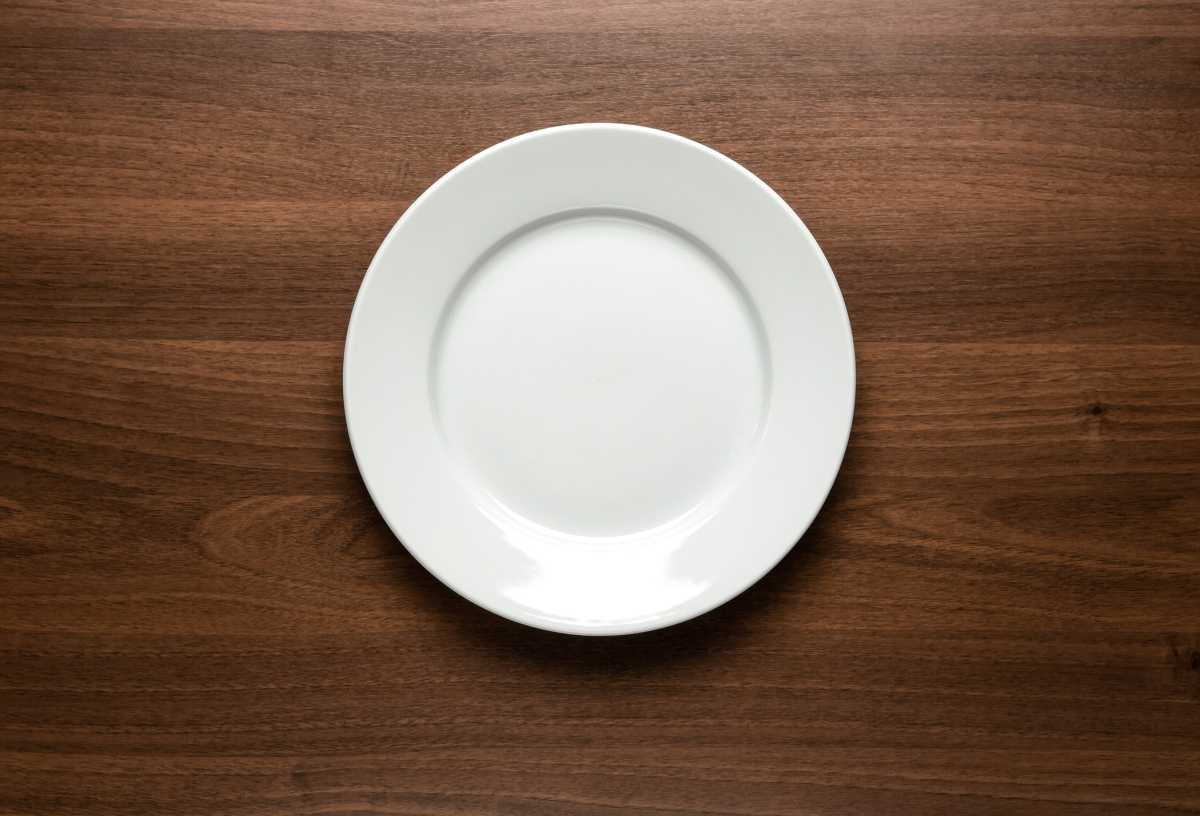 White empty plate at the table