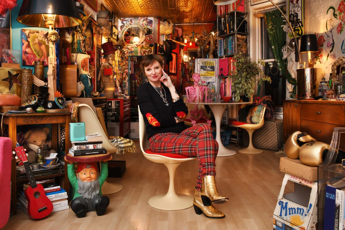 Delphine Le Goff at home, in the midst of a collection that runs from classic to kitsch to surreal