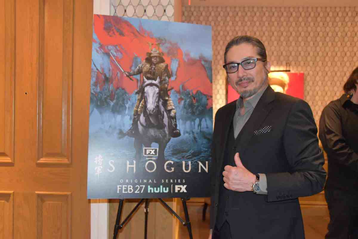 Hiroyuki Sanada and poster of Shogun