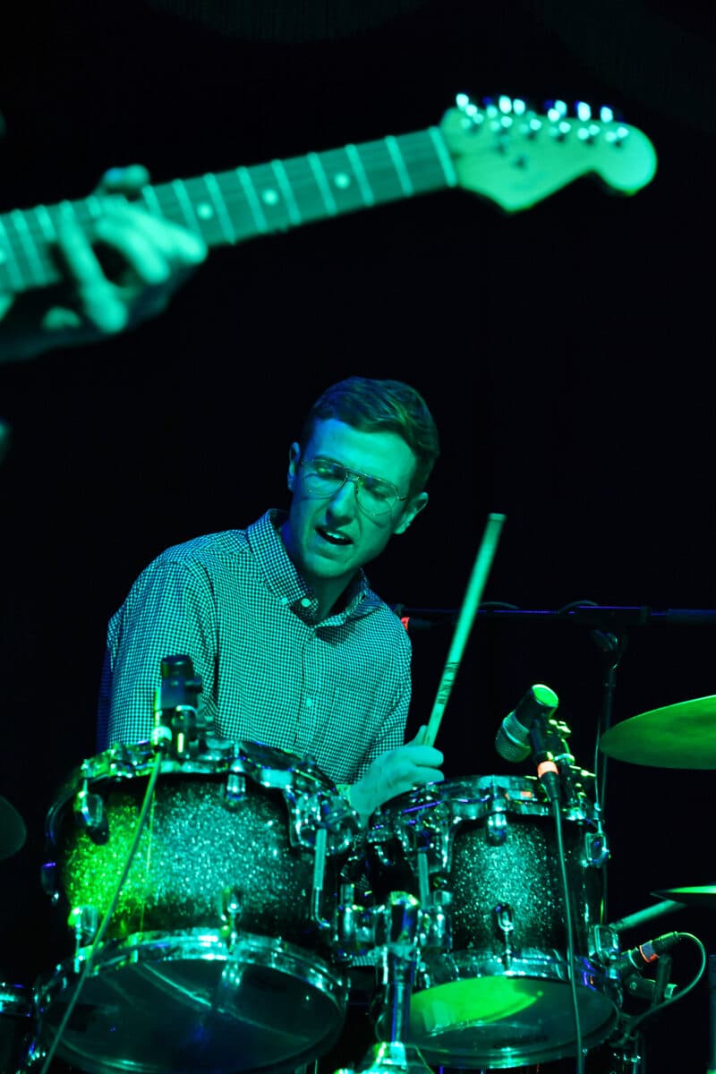 Brian Reynolds , on drums and vocals with the Disco Dead