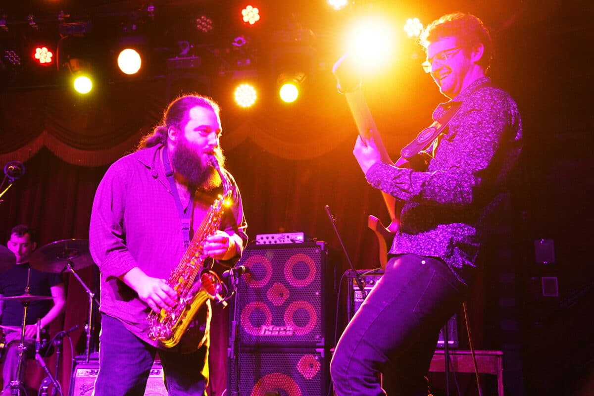 Ben Pinnola (sax) having a blast with James Denatale