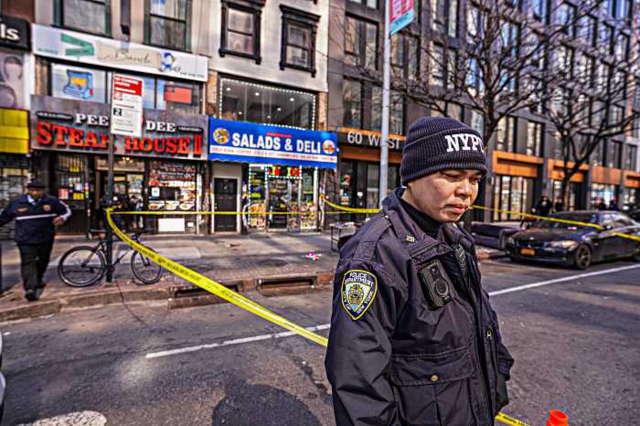 An officer at a crime scene