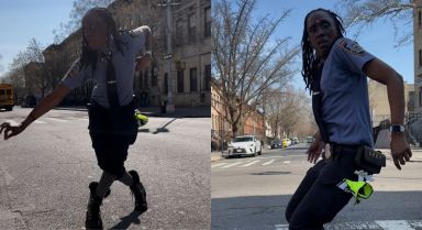 dancing crossing guard