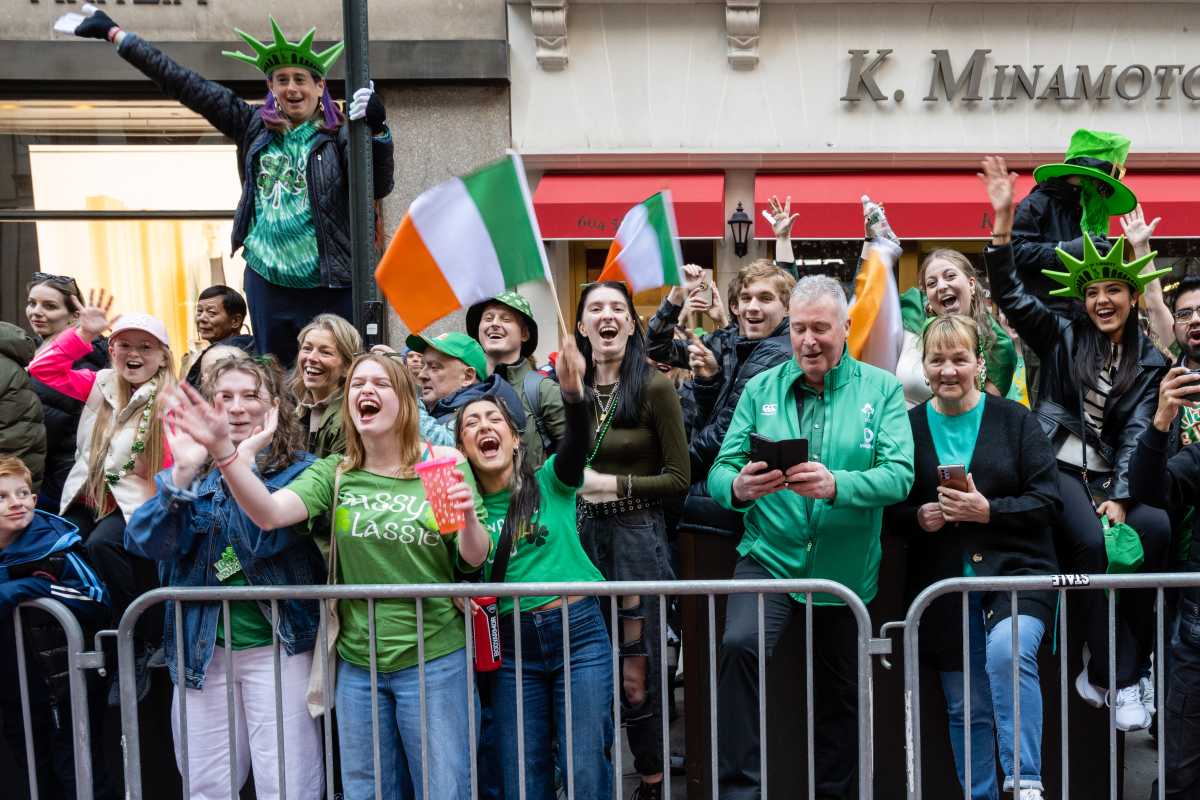 Revelers at St. Patrick's Day Parade in Manhattan