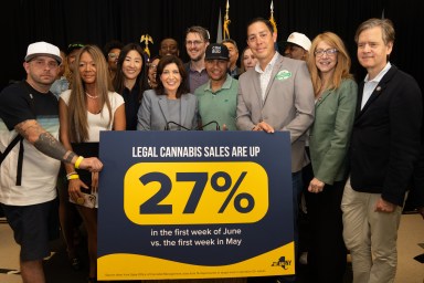 Gov. Kathy Hochul with cannabis activists