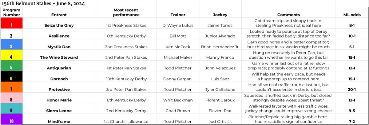 Belmont Stakes 2024 betting odds and predictions: Mystik Dan and Seize the Grey face off against tough field in Saratoga 4