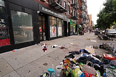 Blood soaked stabbing scene in the East Village