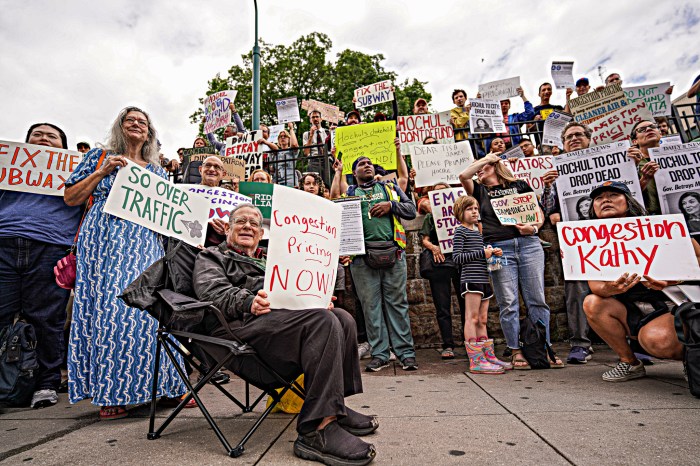 Congestion pricing protest in Brooklyn