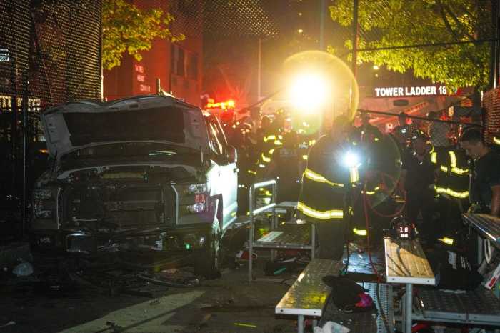 A truck plowed through a 4th of July barbecue in Lower Manhattan critically injuring four people.