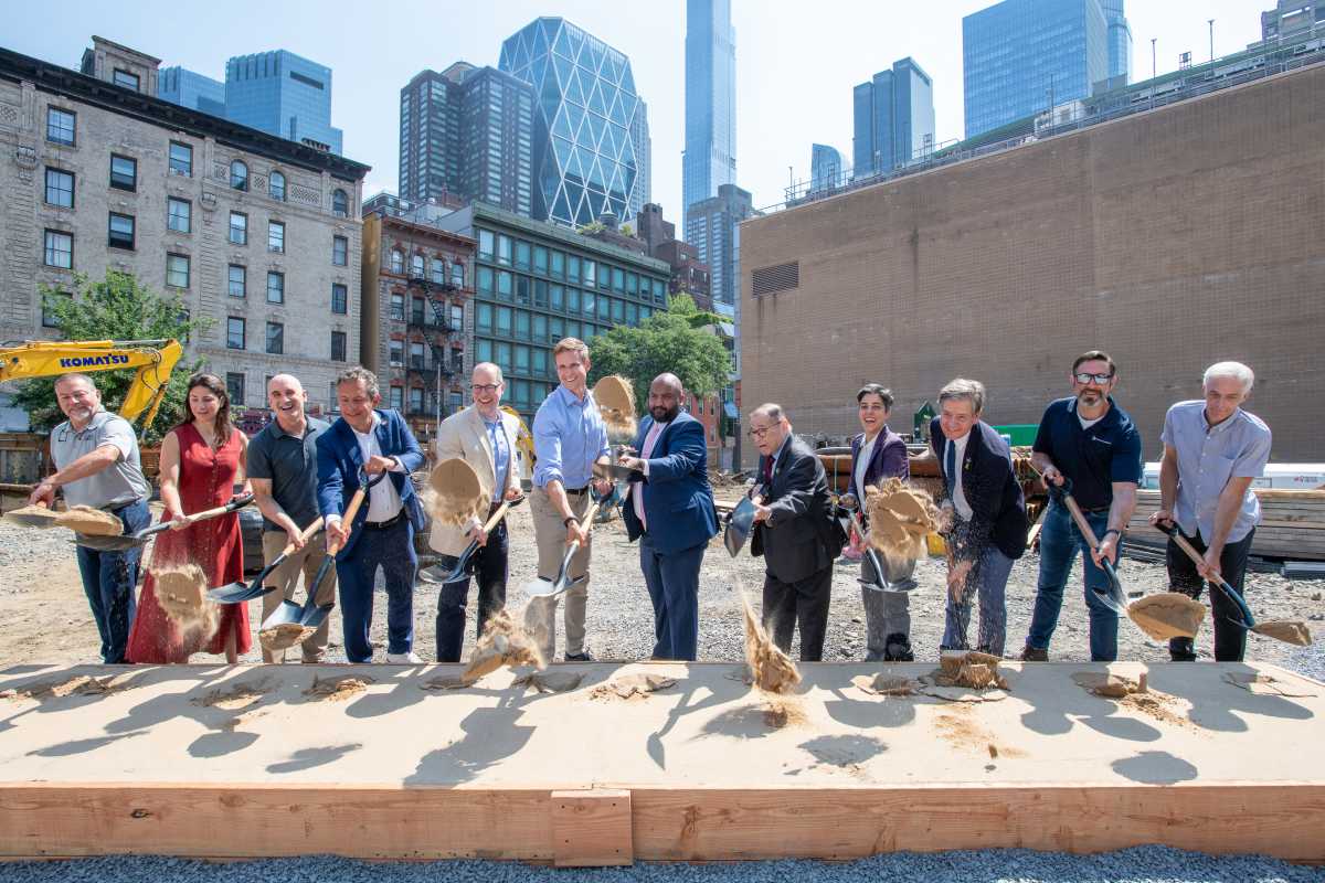 Dignitaries shovel dirt at groundbreaking for affordable housing development in Hell's Kitchen