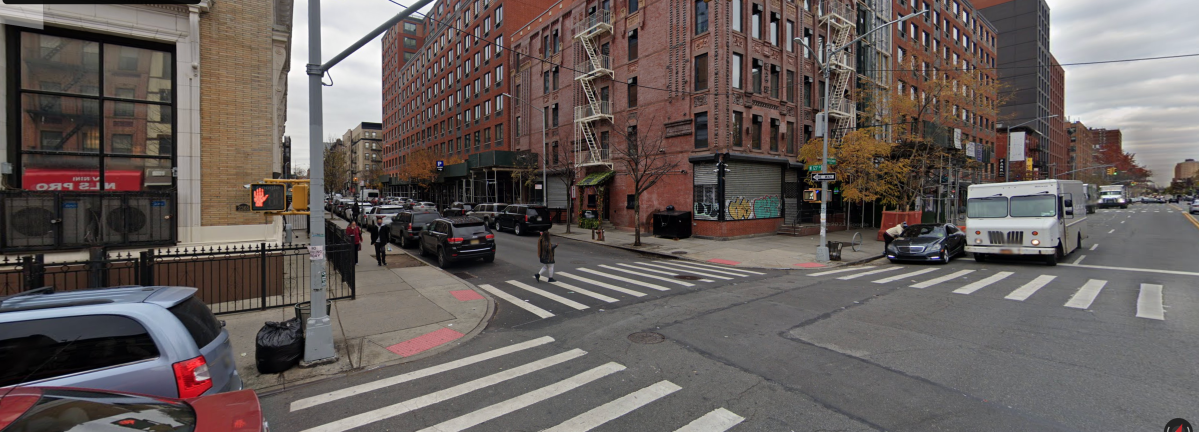 Harlem intersection showing crosswalks in the street
