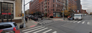 Harlem intersection showing crosswalks in the street