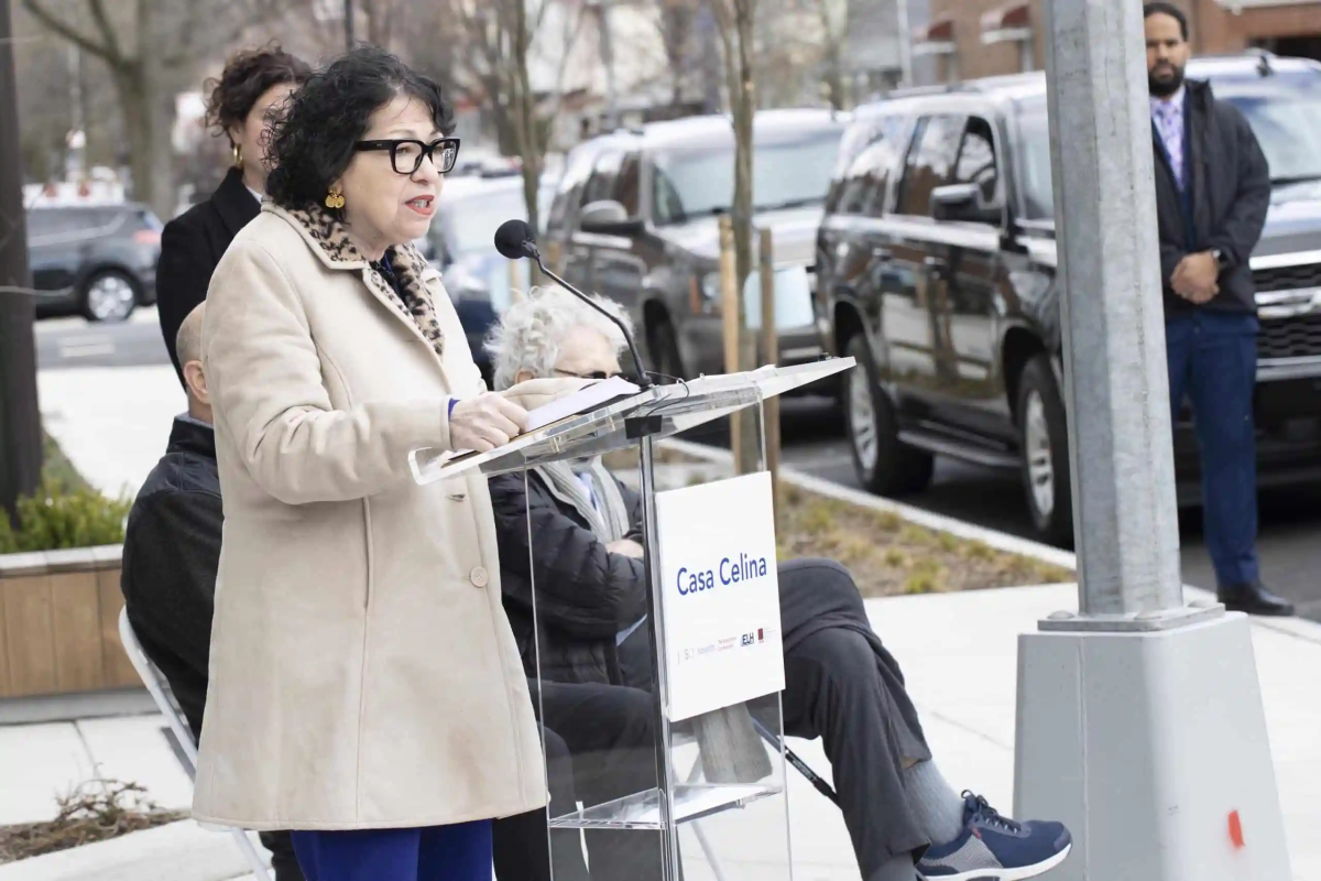 Supreme Court Justice Sonia Sotomayor speaking at podium