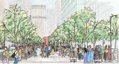 Concept for a reimagined Park Avenue, with wider median.