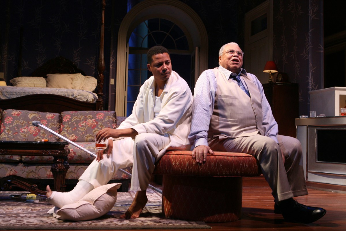 Remembering James Earl Jones on Broadway 2 James Earl Jones (r) in Cat on a Hot Tin Roof Broadhurst Theater
