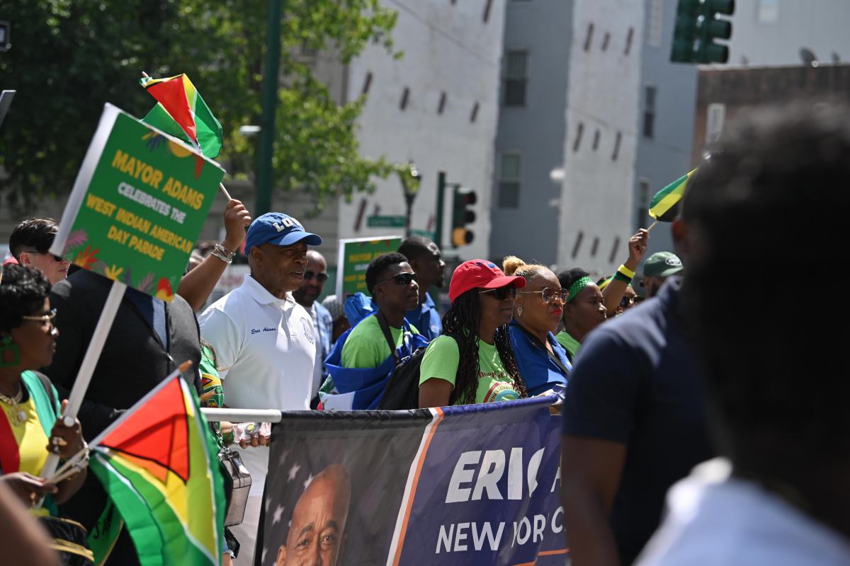 Brooklyn parade mass shooting: Mayor Adams lauds NYPD response to march despite deadly gun violence 2 Mayor Adams marching during the Brooklyn parade
