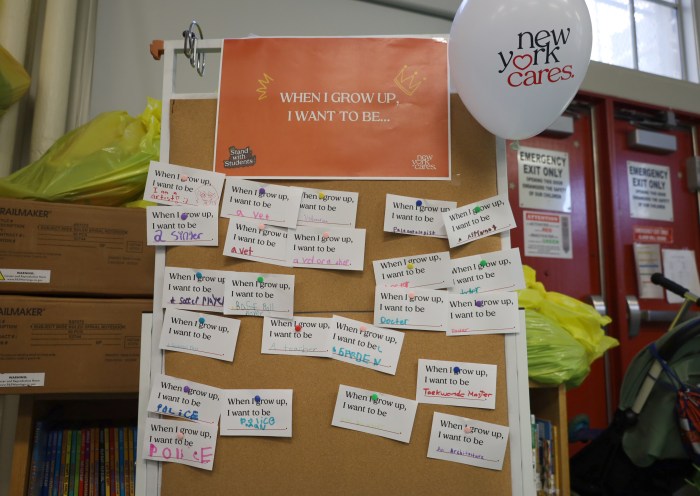 A vision board of what the students at P.S. 171 hope to accomplish in their future.