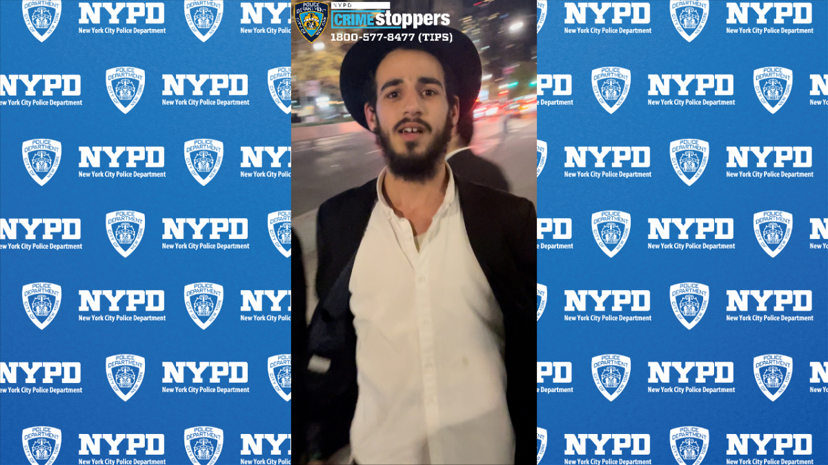 man wearing black and white clothes and a hat who allegedly committed a hate crime in Brooklyn.
