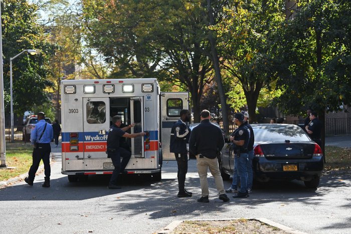 Halloween got off to a grim start in Brooklyn on Thursday afternoon after two men were injured in a brazen daylight shooting, authorities confirmed.