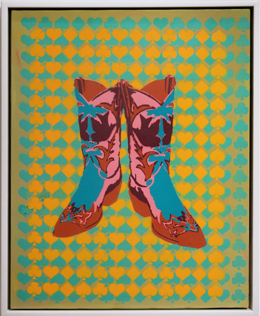 Gamuret: The gunslinger of color, painting a revolution one unchained canvas at a time 2 "Woodstock Boots" by Gamuret