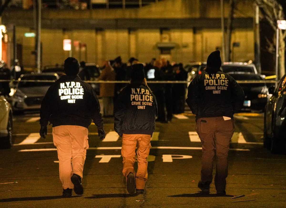 NYPD officers at the scene of a shooting