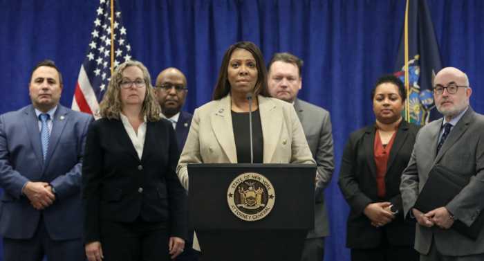 Center, New York Attorney General Letitia James