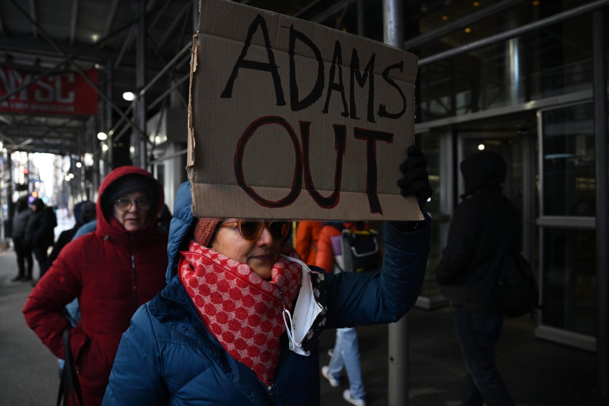 Protesters in Midtown demand Mayor Adams' removal from office