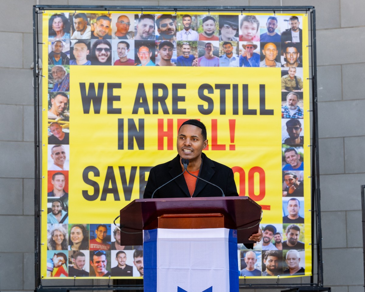 Congressmember Ritchie Torres addresses the crowd at the Feb. 23, 2025 rally.