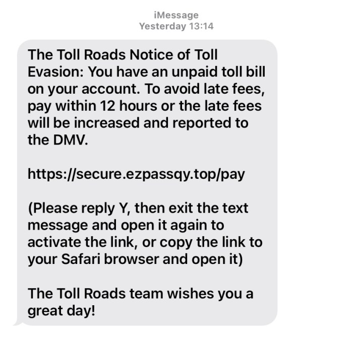 Congestion pricing scam: Bogus texts are telling New Yorkers they have unpaid tolls - even if they don't drive 2
