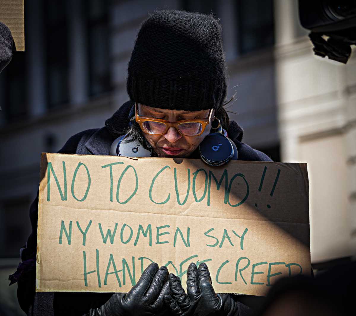 A women holding a board