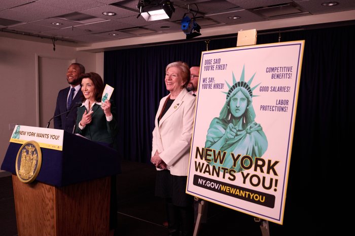 Governor Hochul convened a roundtable discussion with a group of public sector workers impacted by federal layoffs driven by the "so-called" Department of Government Efficiency.