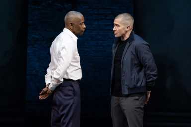 Denzel Washington as Othello and Jake Gyllenhaal as Iago in "Othello" on Broadway.