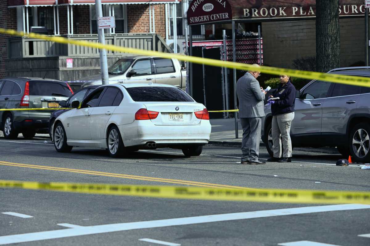 Police at Brooklyn police shooting scene