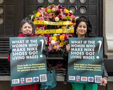 Suzanne Pred Bass (left) is the descendant of 23-year-old Rosie Weiner and Katie Weiner, who perished in the Triangle Shirtwaist Factory Fire