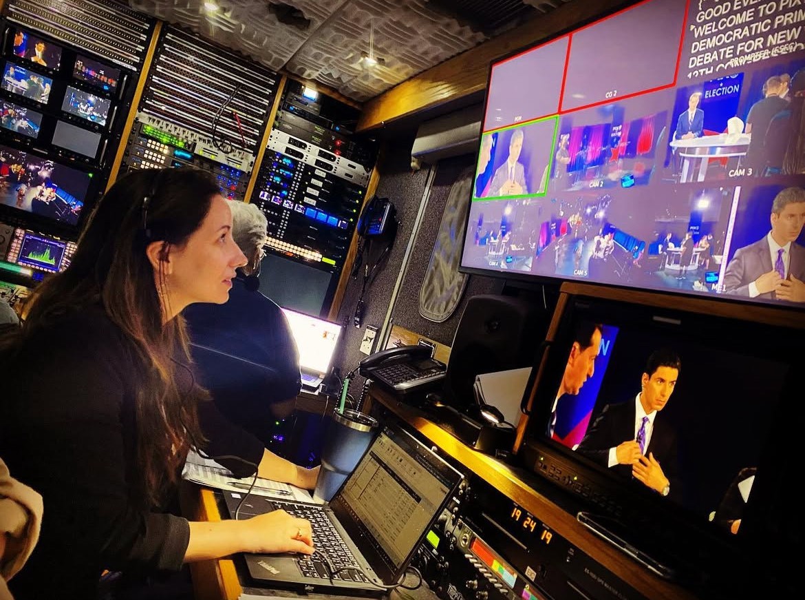 Veronica Kennedy behind the scenes of PIX 11.