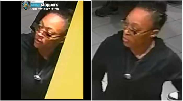 Police described the alleged suspect as a female with a dark complexion who was last seen wearing sunglasses, a black sweater, black pants, and black sneakers.