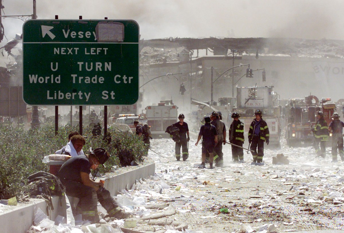 New York senators demand Trump Administration restore 'revolting' cuts made to WTC Health Program for 9/11 first responders 2 Firefighters on 9/11 amid the ruins of the World Trade Center