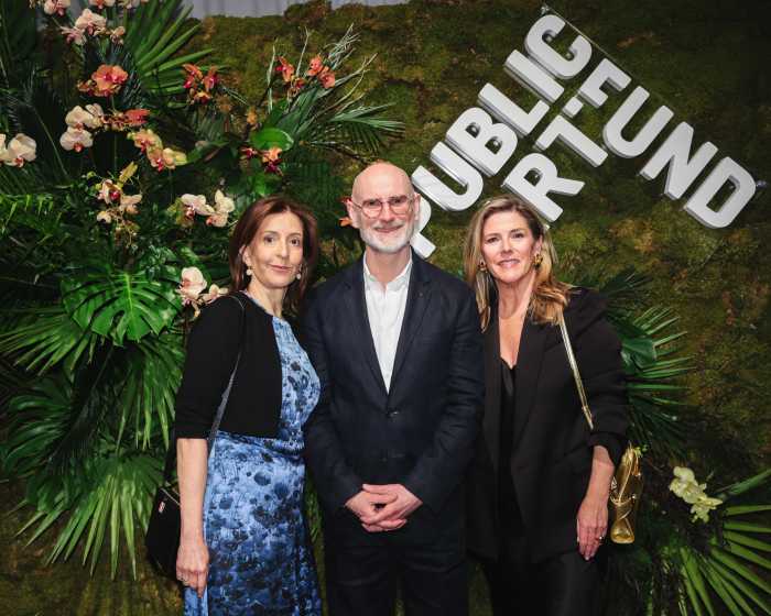 Susan Freedman, Nicholas Baume and Elizabeth Fearon Pepperman at the Public Art Fund gala on April 9, 2025.