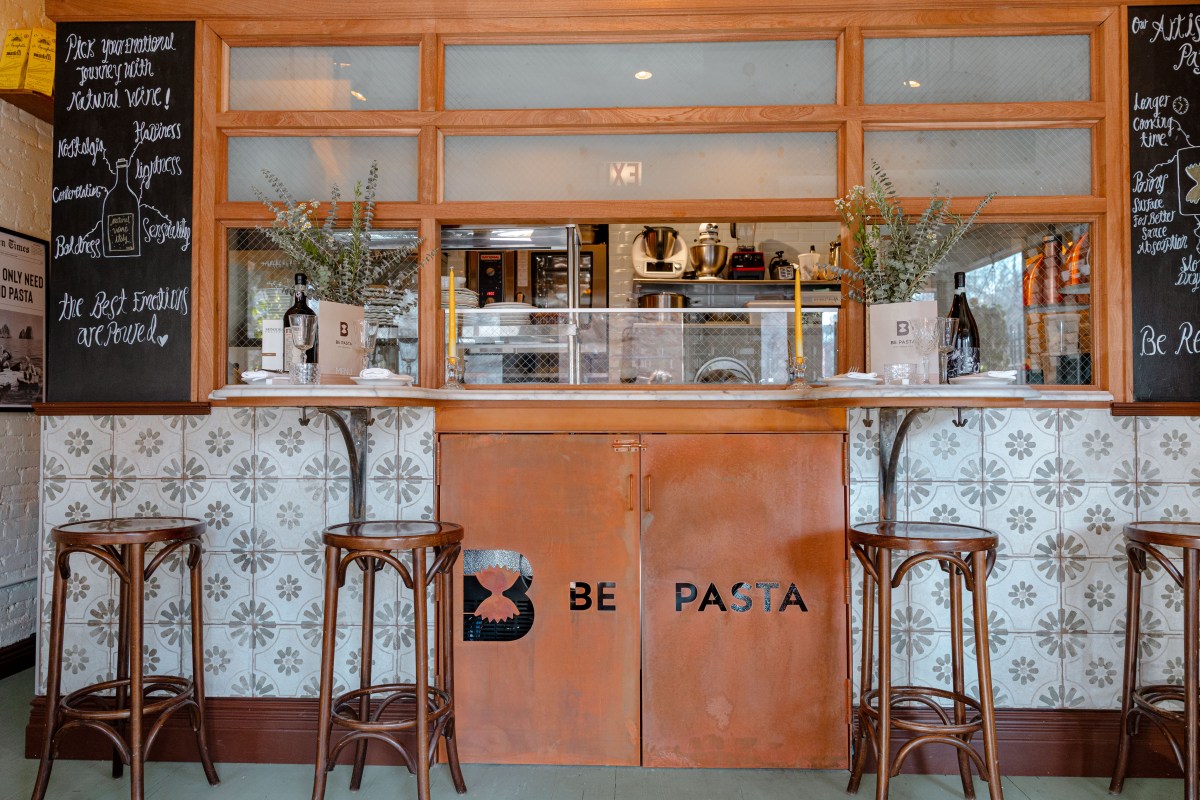 Be Pasta's interior that looks into the kitchen