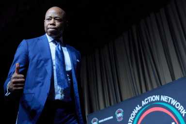 Eric Adams gives thumbs up in NYC Mayor's Race