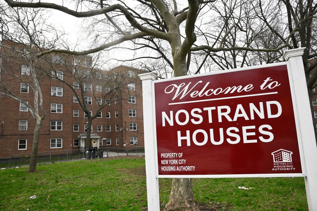 Sign for Brooklyn housing complex where man was shot dead