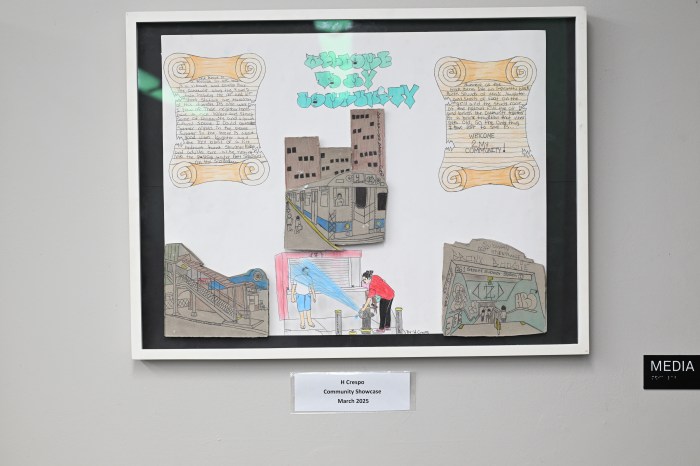 H. Crespo used cracker boxes to make a 3D display of his home borough, the Bronx.