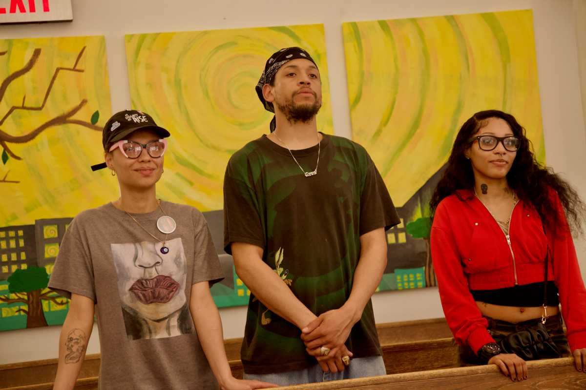 Midtown courthouse art installation reflects optimism of service-based model 2 From left, Samantha Cortez, Joseph Goodwin and Jasmine Alford, alumni artists at Artistic Noise, created the new paintings at the Midtown Community Justice Center