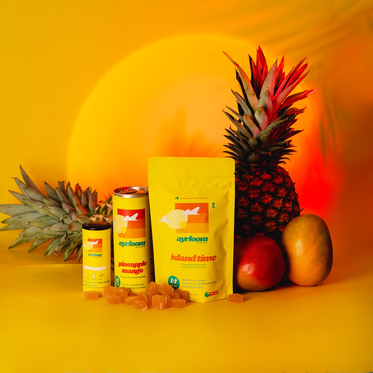Ayrloom brings lineup of cannabis-infused beverages to New York's edible market 4 A lineup of Pineapple Mango flavored products from Ayrloom.